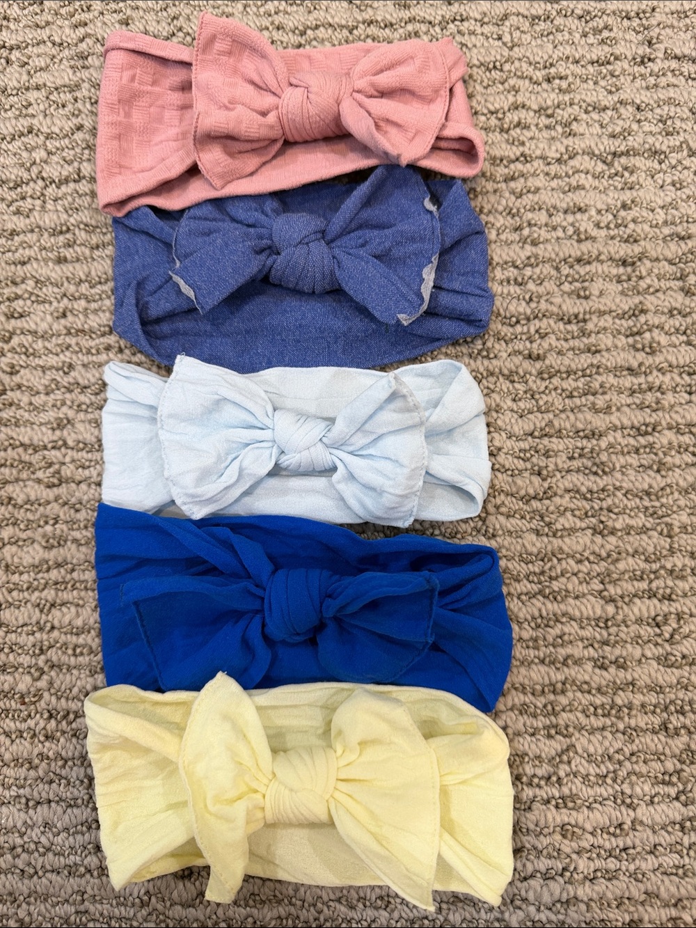 Kids Knit Bow Headbands - Pink, Purple, Light Blue, Royal Blue, Yellow